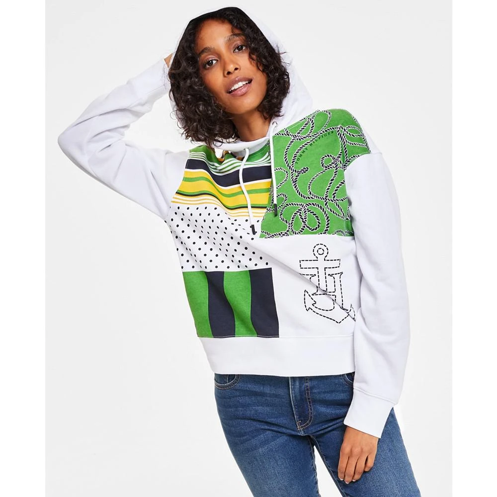 商品Tommy Hilfiger|Women's Patchwork-Print Hooded Sweatshirt,价格¥368,第1张图片