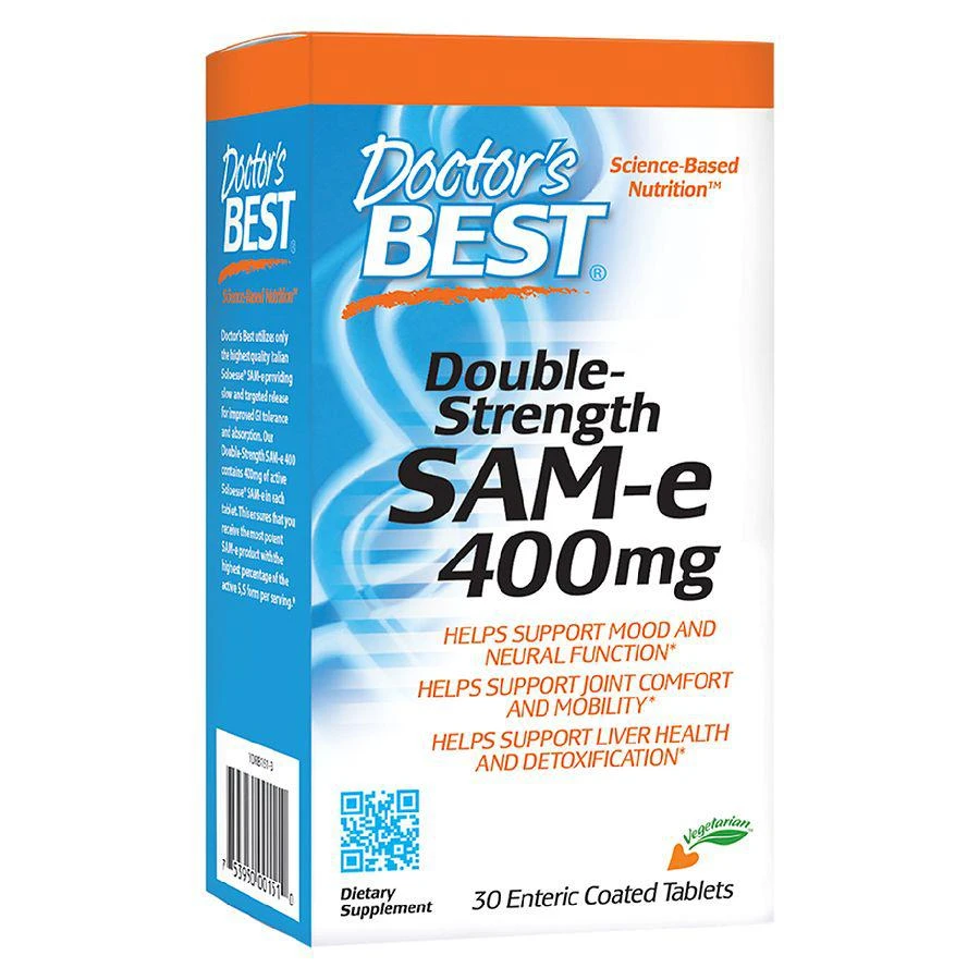 商品Doctor's Best|Double-Strength SAMe 400, Enteric Coated Tablets,价格¥82,第1张图片