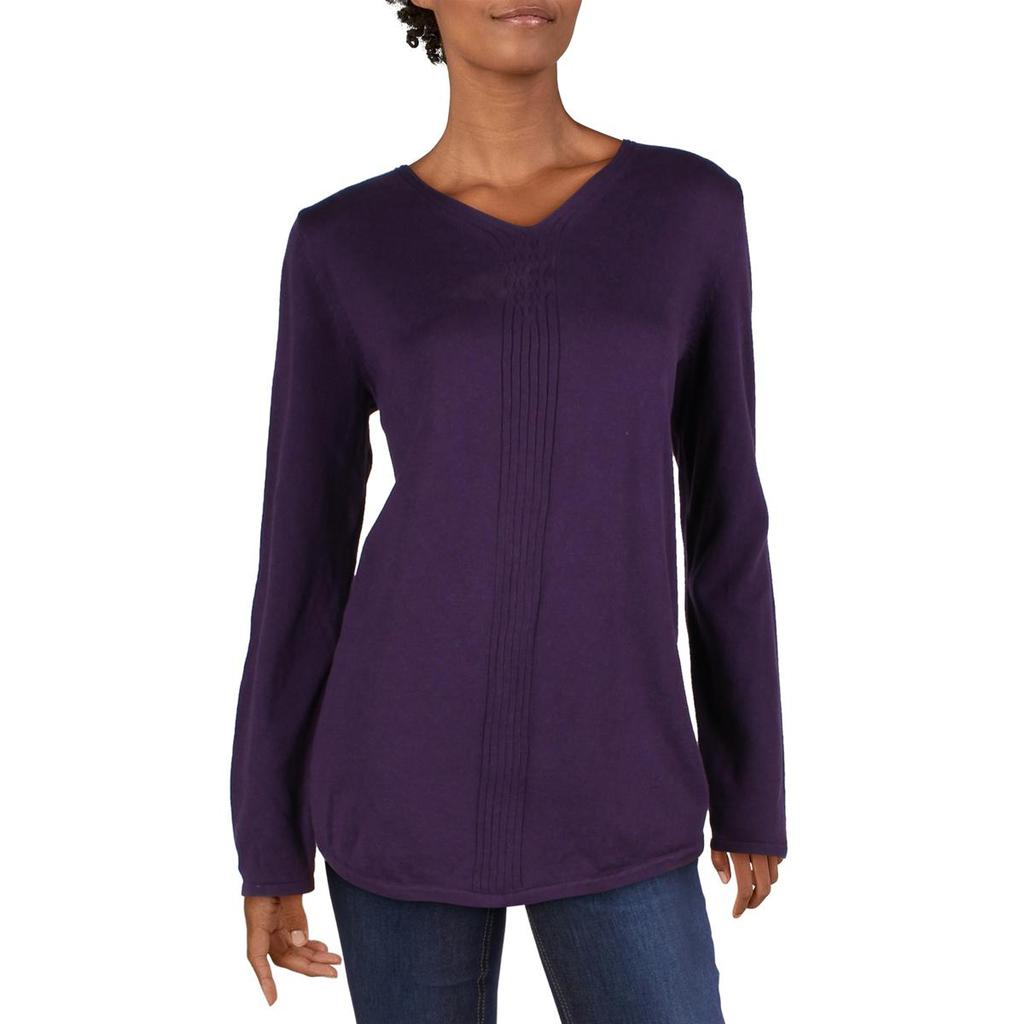 Karen Scott Womens Heathered V-Neck Pullover Sweater商品第5张图片规格展示