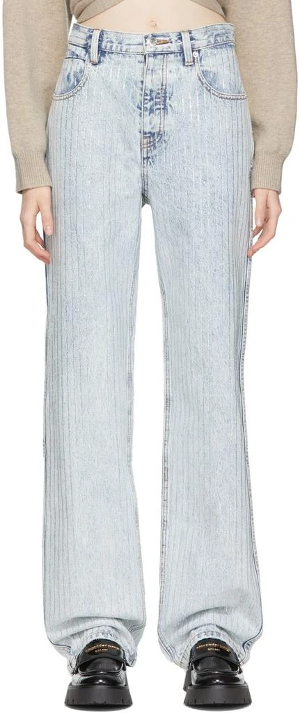 商品Alexander Wang|Blue Crystal Stripe Skater Jeans,价格¥3780,第1张图片