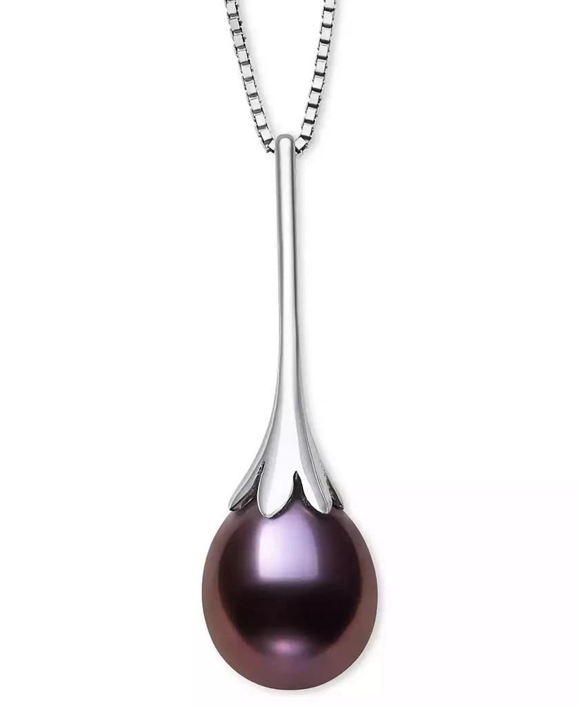 商品Belle de Mer|Dyed Black Peacock Cultured Freshwater Pearl (7-8mm) Pendant 18" Necklace in Sterling Silver,价格¥307,第1张图片