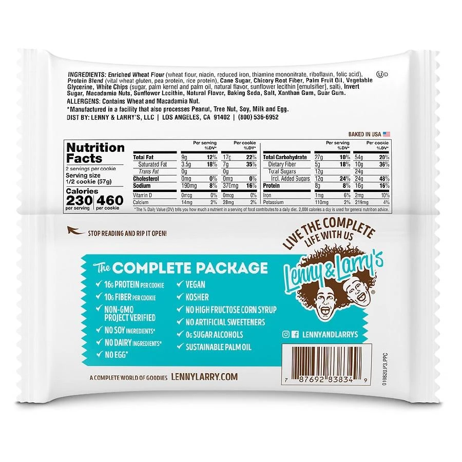 商品Lenny & Larry's|White Chocolate Macadamia Complete Cookie White Chocolate Macadamia,价格¥19,第3张图片详细描述