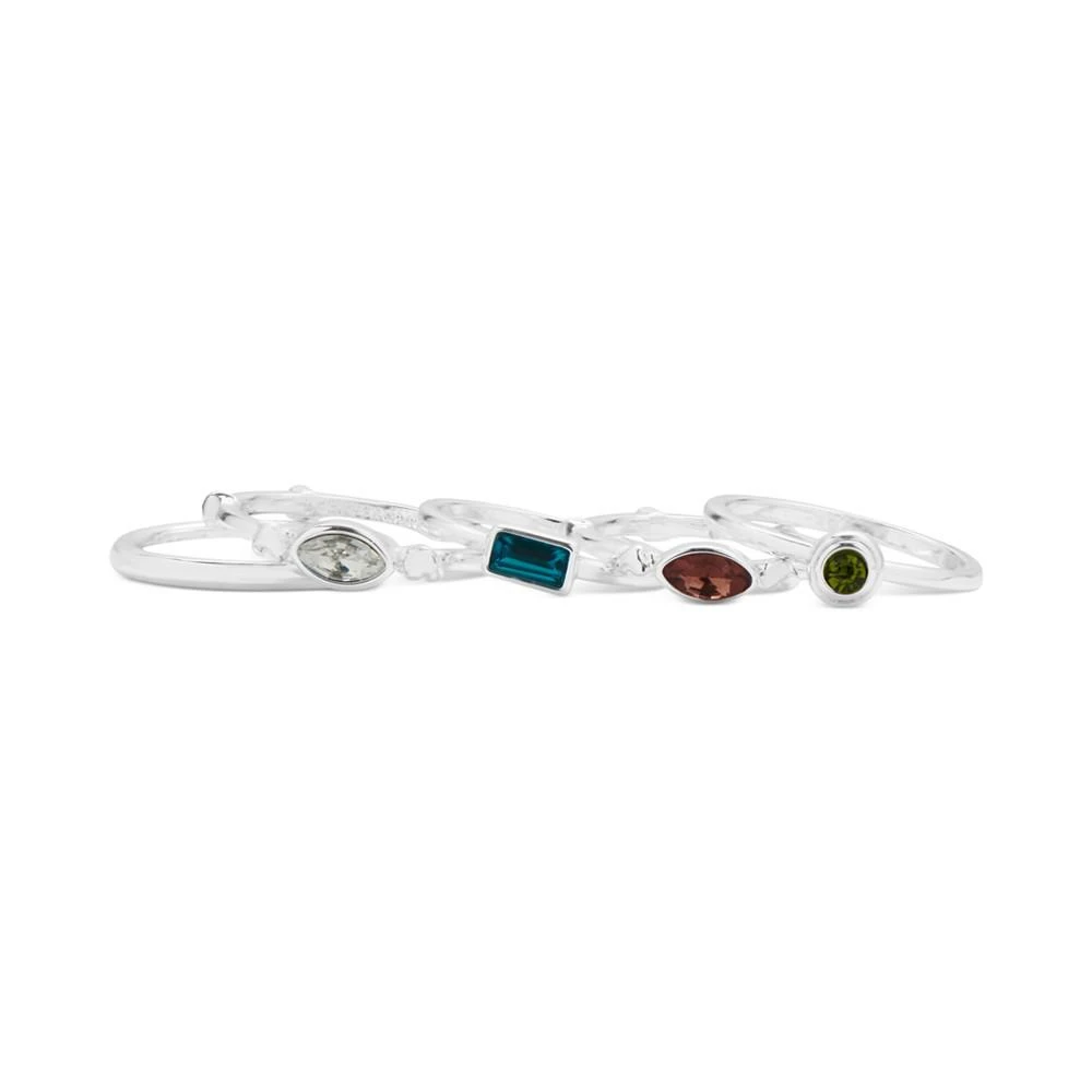 商品Lucky Brand|Silver-Tone 5-Pc. Set Mixed Crystal Stack Rings,价格¥183,第4张图片详细描述