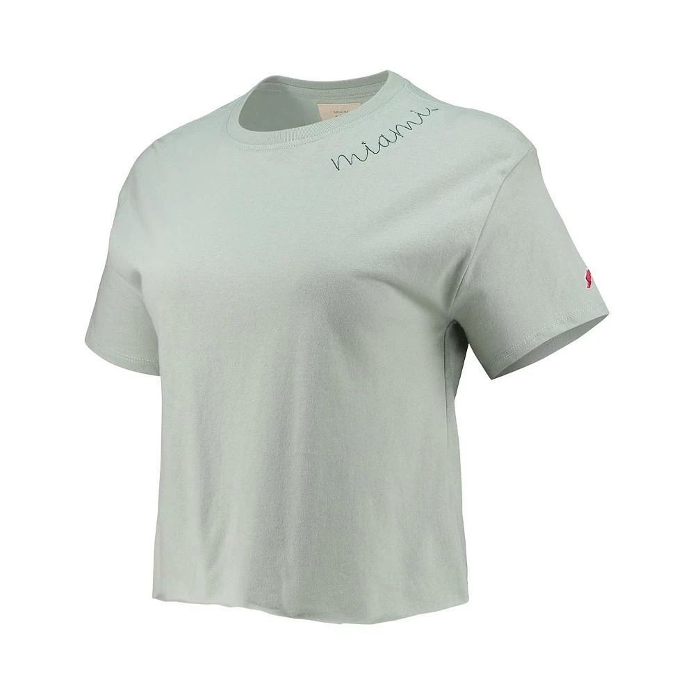 商品League Collegiate Wear|Women's Green Miami Hurricanes Chain Stitch Clothesline Crop Top,价格¥225,第4张图片详细描述