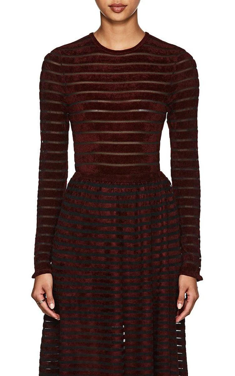 商品Ronny Kobo|Chani Velvet-Striped Tulle Bodysuit,价格¥665,第1张图片
