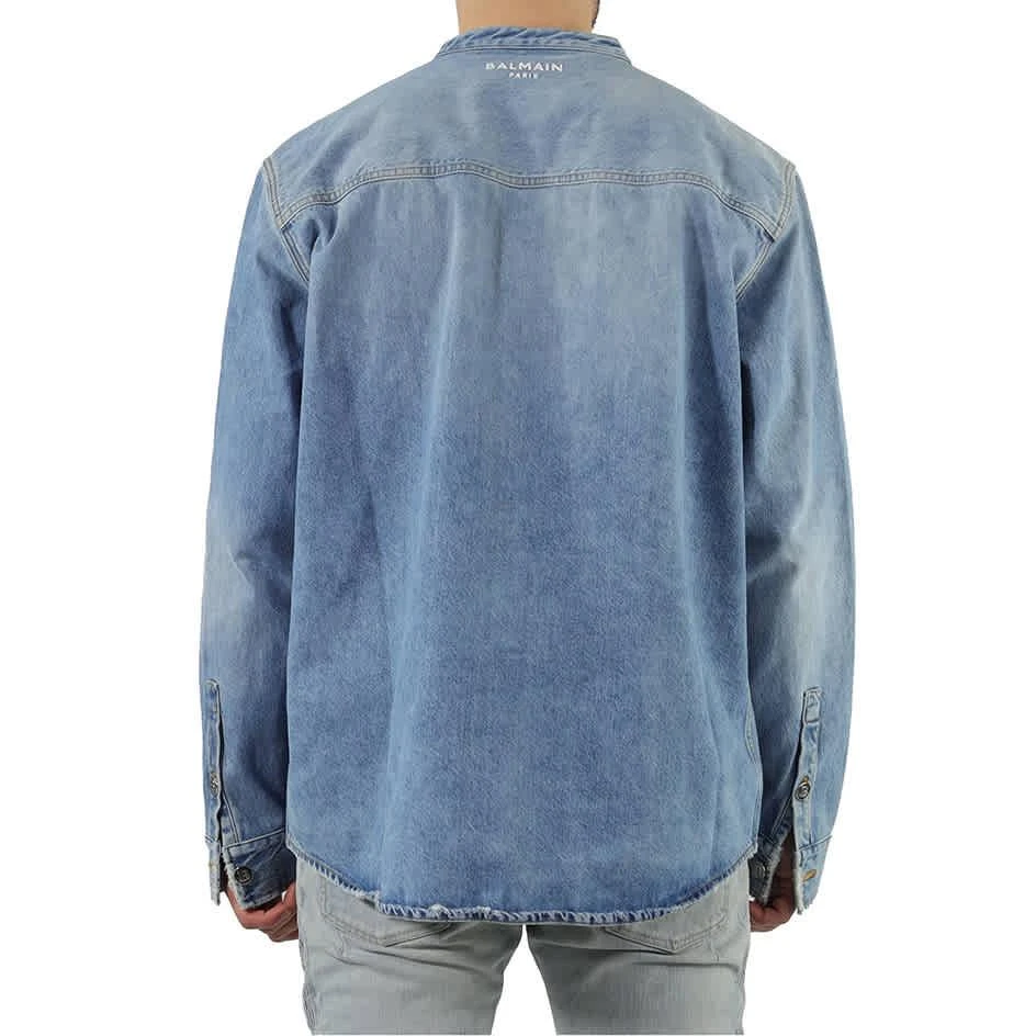 商品Balmain|Light Jean Blue Cotton Denim Shirt,价格¥3816-¥3830,第3张图片详细描述
