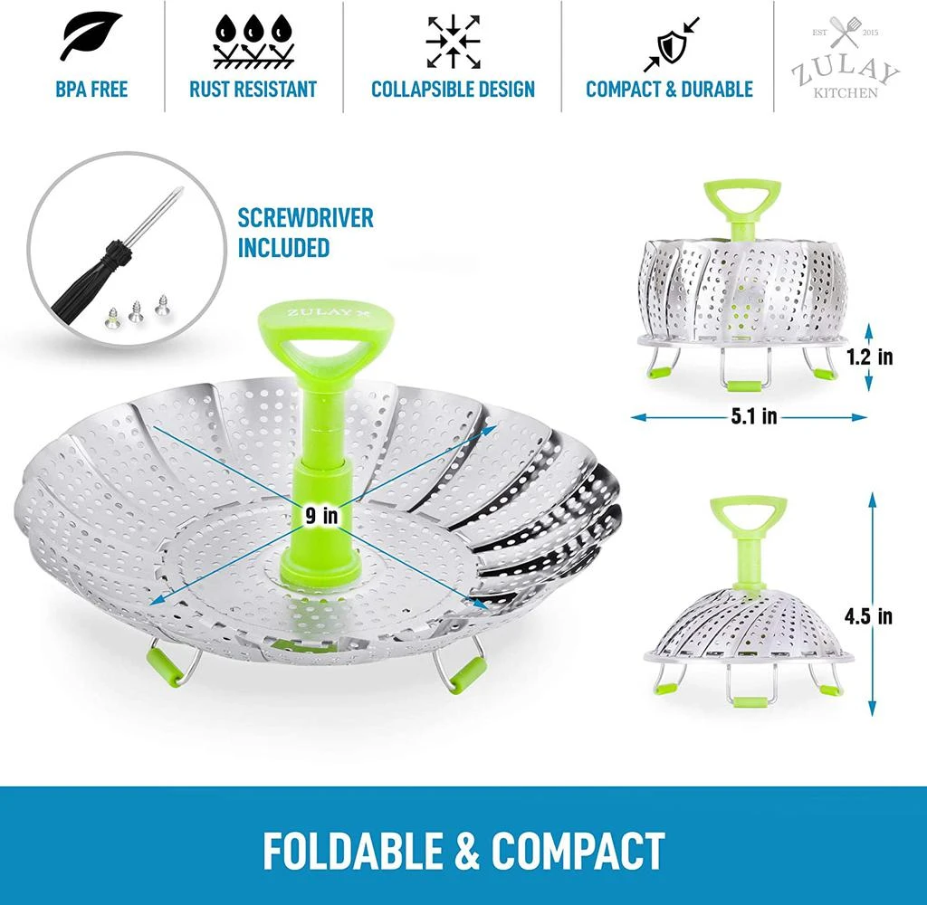 商品Zulay Kitchen|Adjustable Vegetable Steamer Baskets For Cooking,价格¥199,第3张图片详细描述