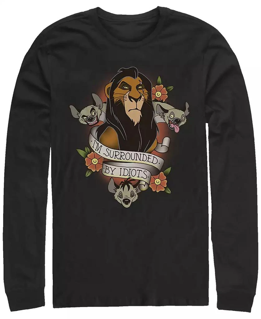 商品Disney|Disney Men's Lion King Scar Surrounded by Idiots Tattoo, Long Sleeve T-Shirt,价格¥225,第1张图片