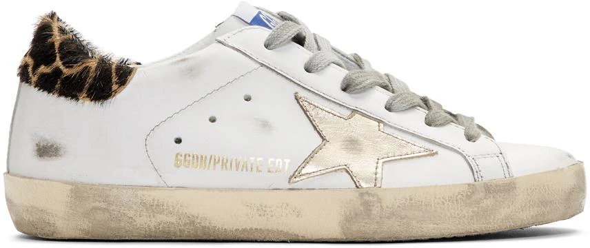 商品Golden Goose|SSENSE Exclusive White & Gold Giraffe Superstar Sneakers,价格¥4559,第1张图片