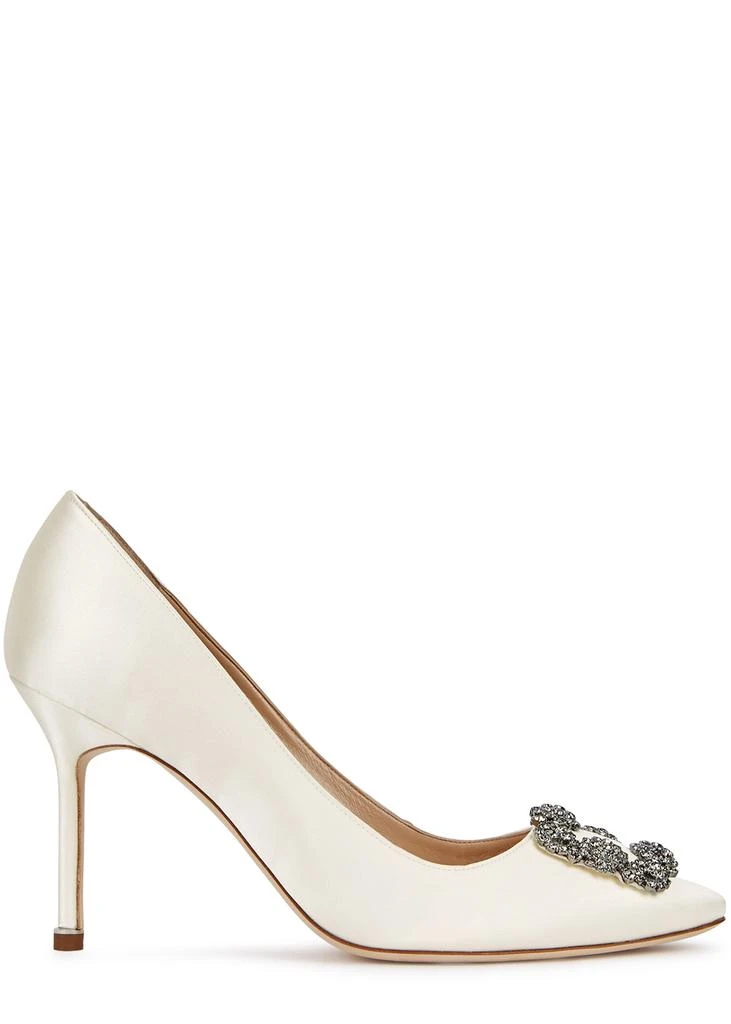 商品Manolo Blahnik|Hangisi 90 ivory silk satin pumps,价格¥8944,第1张图片