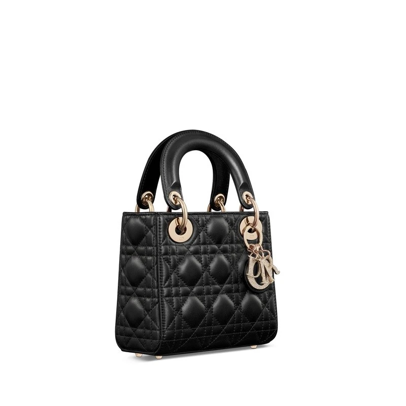 商品Dior|Dior 迪奥 Lady Dior系列女士黑色羊皮手提包,价格¥38492,第5张图片详细描述