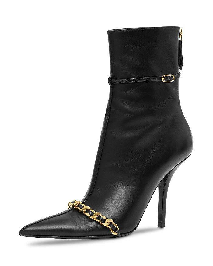 商品Burberry|Women's Andrea Pointed Toe Chain Trim High Heel Booties,价格¥13397,第4张图片详细描述