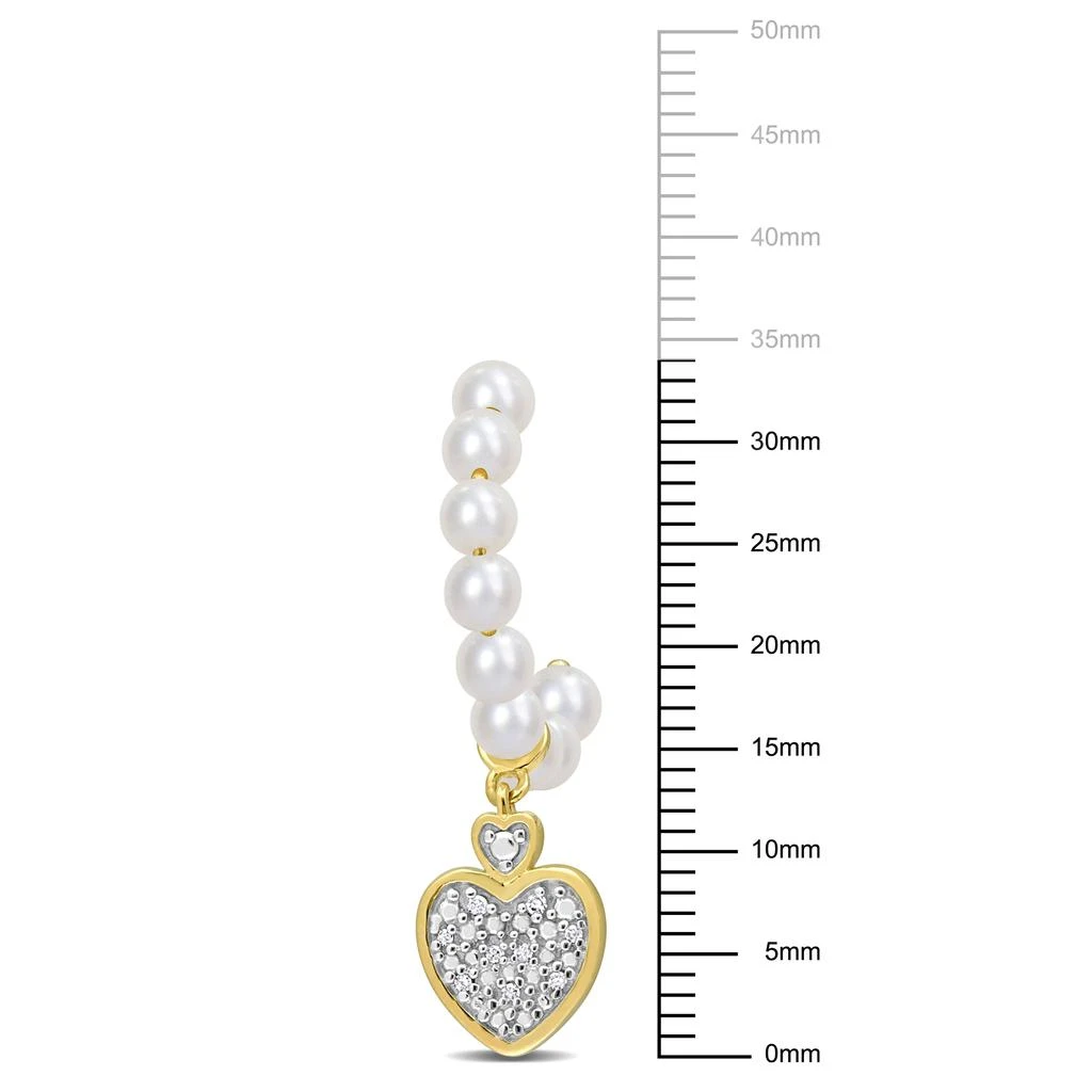 商品Mimi & Max|3.5-4mm Freshwater Cultured Pearl and Diamond Accent Heart Drop Earrings in 10k Yellow Gold,价格¥2946,第3张图片详细描述