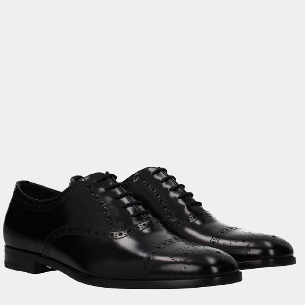 Prada Black Leather Details Derby Shoes Size US 10.5 EU 41商品第8张图片规格展示