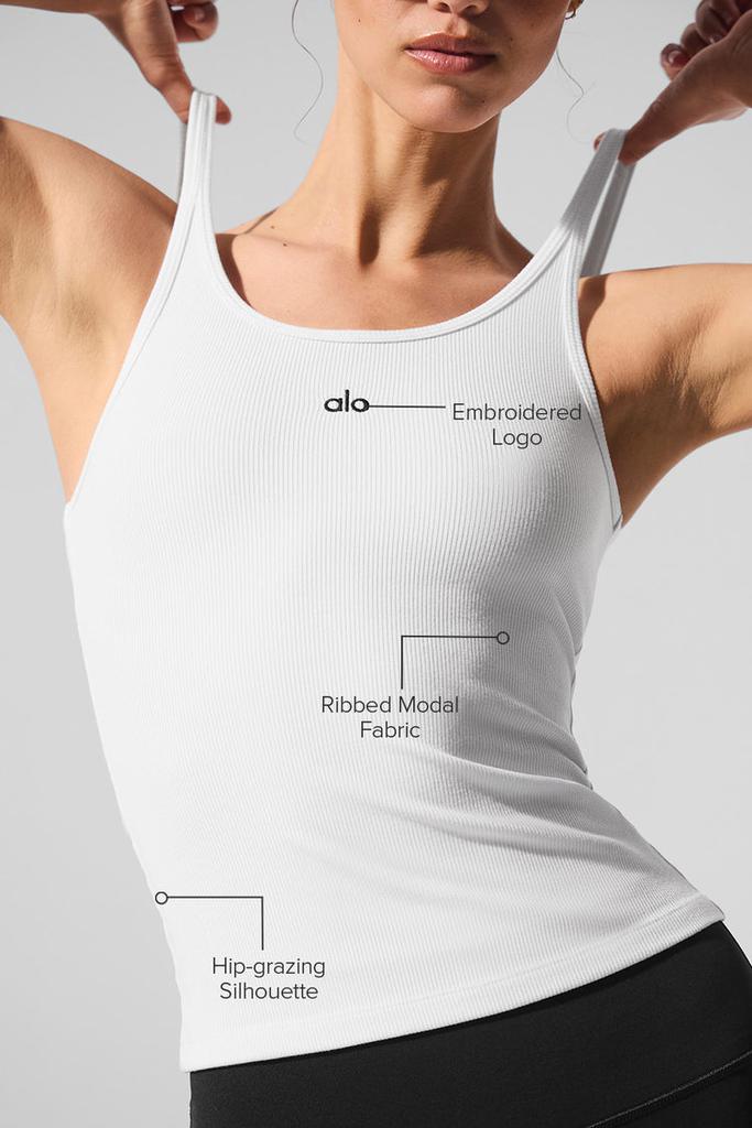 Alo Ribbed Prosper Tank - White - Lingerie - Free Shipping