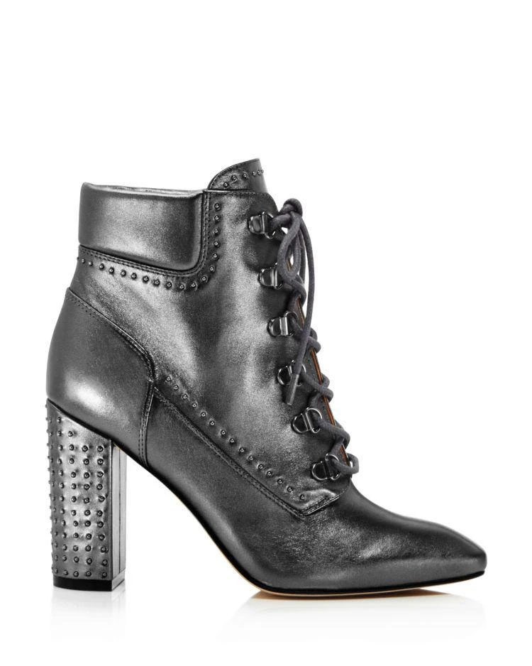 商品Sigerson Morrison|Valora Metallic Studded Lace Up Block Heel Booties - 100% Exclusive,价格¥1646,第2张图片详细描述