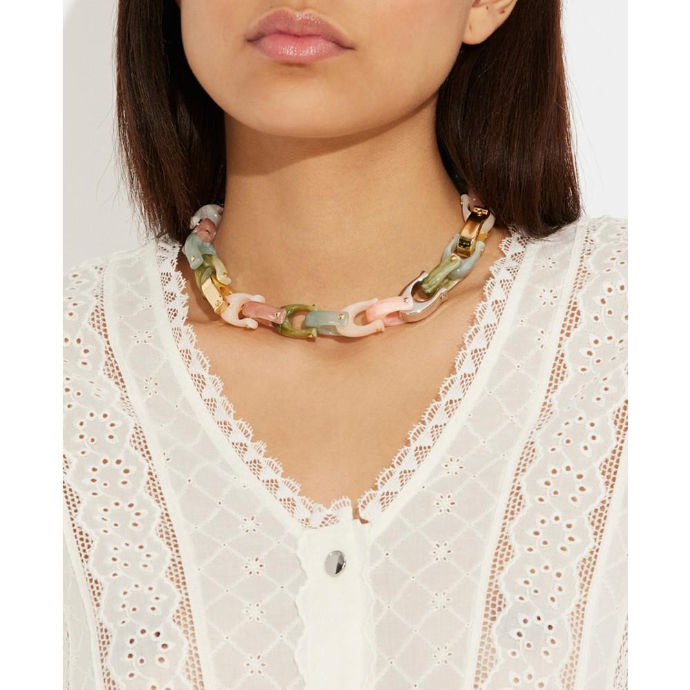 Two-Tone Signature Resin Collar Necklace商品第3张图片规格展示