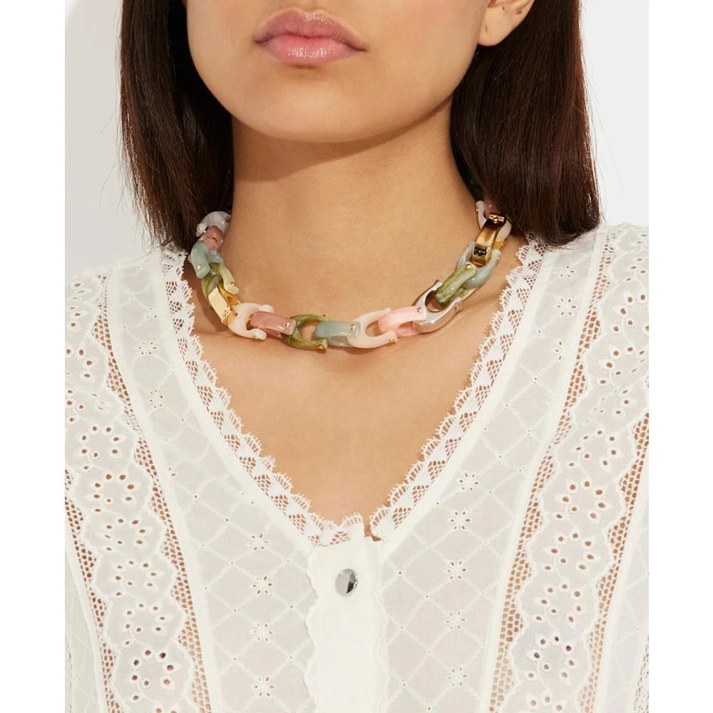 商品Coach|Two-Tone Signature Resin Collar Necklace,价格¥1336,第3张图片详细描述