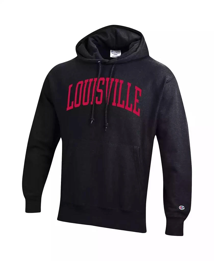 商品CHAMPION|Men's Black Louisville Cardinals Team Arch Reverse Weave Pullover Hoodie,价格¥471,第3张图片详细描述