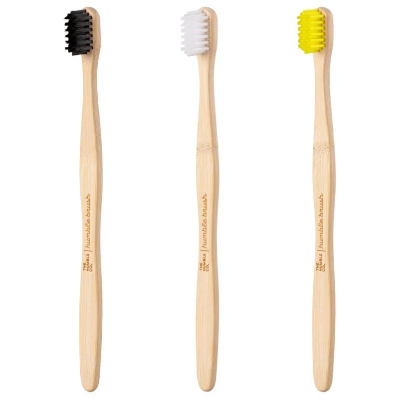 商品The Humble Co|Pack of 3 sensitive bamboo toothbrush in black white and yellow,价格¥130,第1张图片