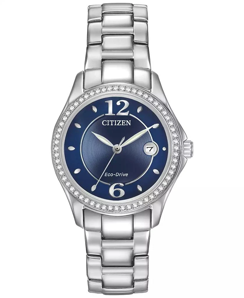 商品Citizen|Women's Eco-Drive Crystal-Accented Stainless Steel Bracelet Watch 29mm FE1140-86L,价格¥1109,第1张图片