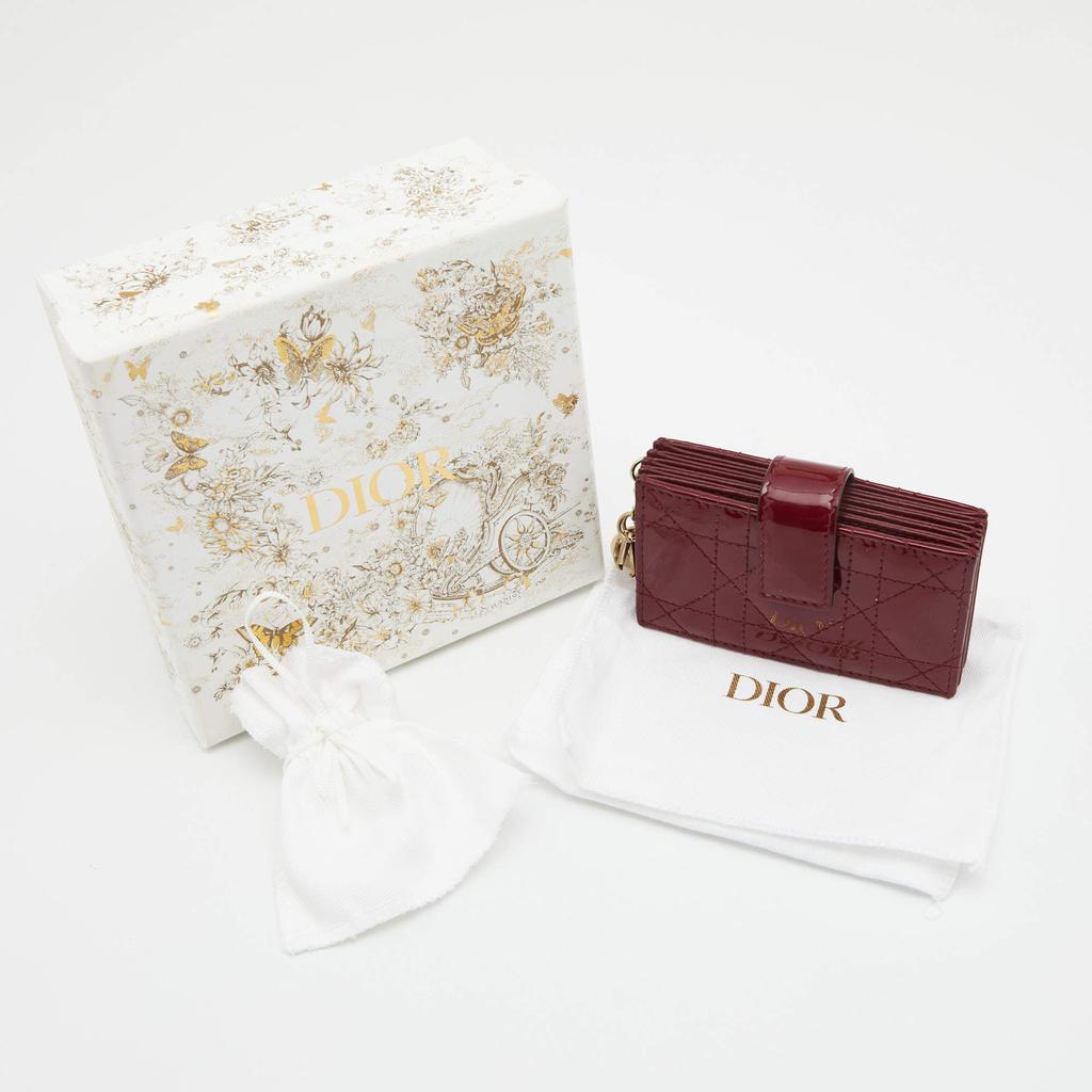 Dior Red Cannage Patent Leather Lady Dior 5 Gusset Card Holder商品第6张图片规格展示