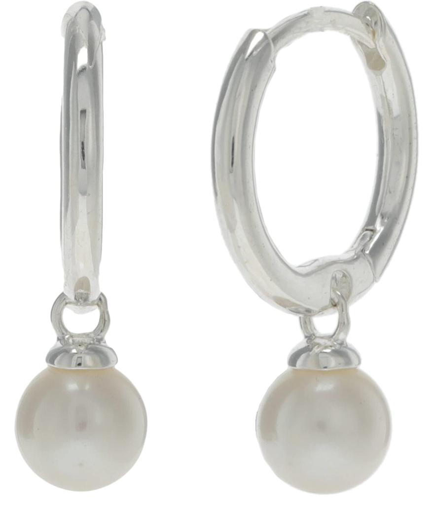 Huggie Hoop with Pearl Drop Earrings商品第1张图片规格展示