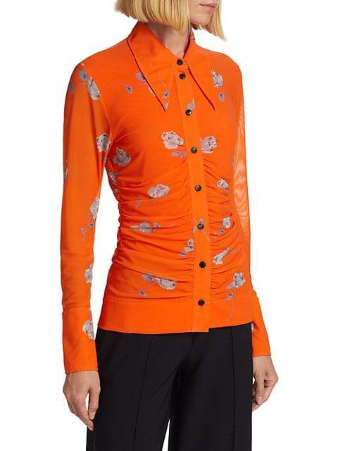 商品Ganni|Ruched Floral Mesh Shirt,价格¥1827,第6张图片详细描述
