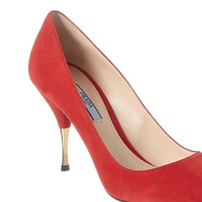商品Prada|PRADA 女士红色绒面革尖头高跟鞋 1I573L-008-F0011,价格¥3293,第1张图片