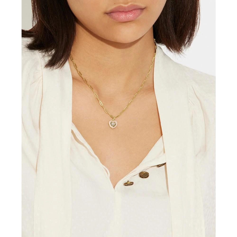 商品Coach|Faux Stone Crystal Heart Pendant Necklace,价格¥506,第5张图片详细描述