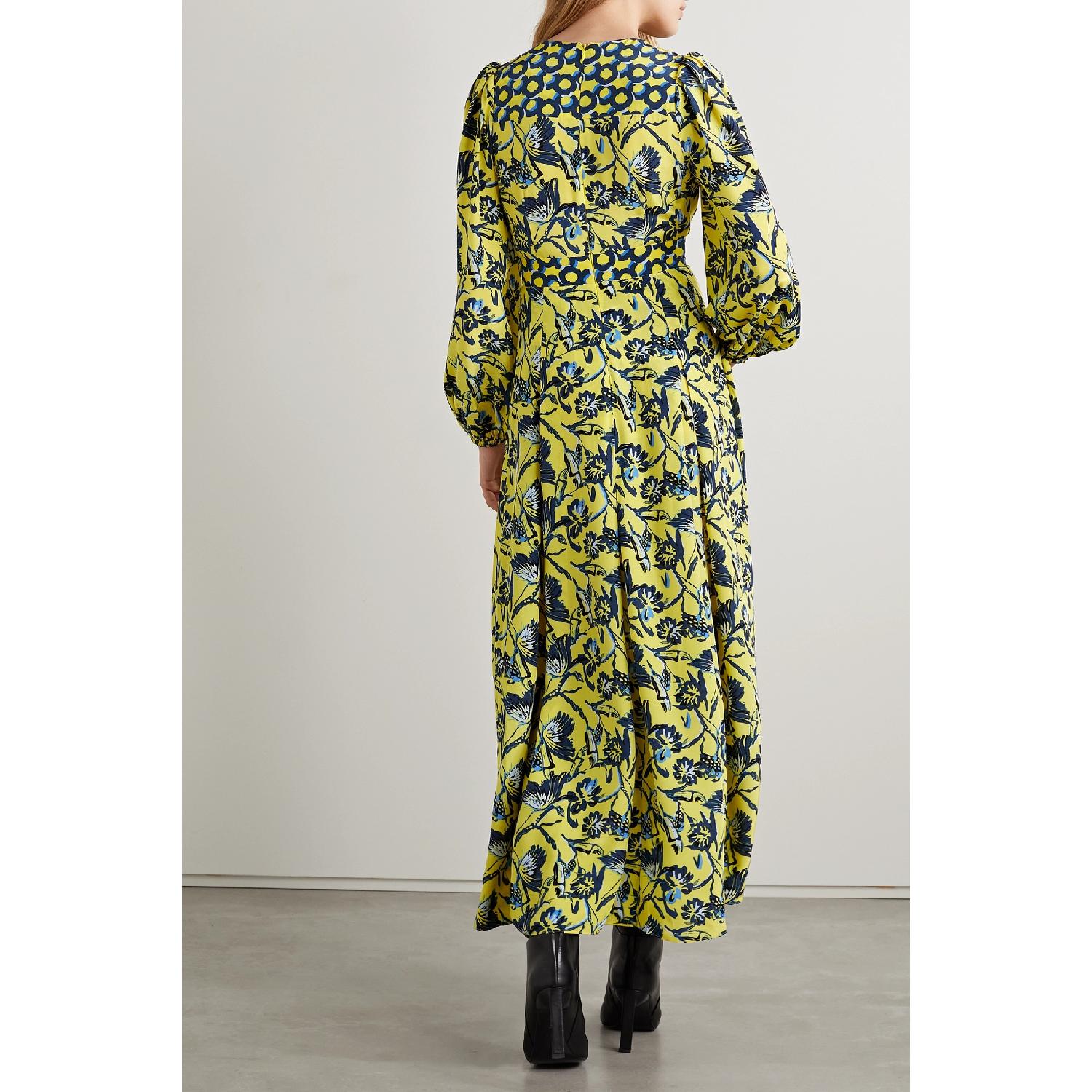 【特惠6.0折】包邮包税【预售7天发货】 DIANE VON FURSTENBERG 23秋冬 女士 连衣裙 Anjali 花卉印花双绉超长连衣裙 1647597289317392 DVFDL4Q028BFLYL 商品第5张图片规格展示