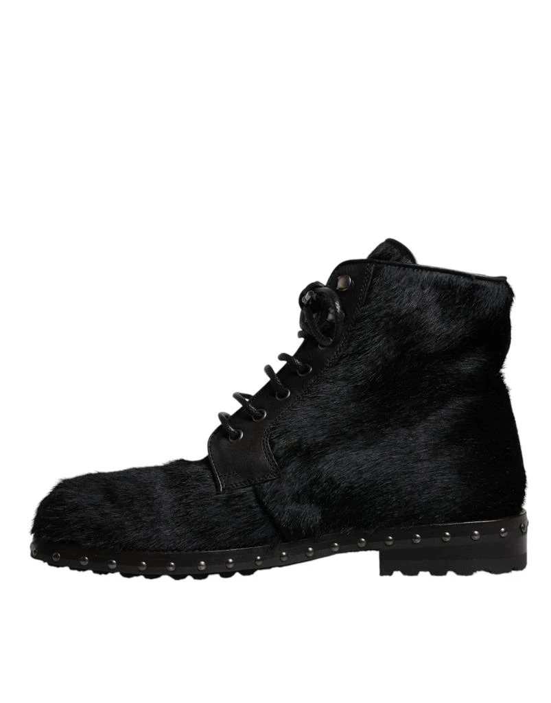 商品Dolce & Gabbana|Dolce & Gabbana Black Pony Style Leather Mid Calf Boots Shoes,价格¥5091,第5张图片详细��描述
