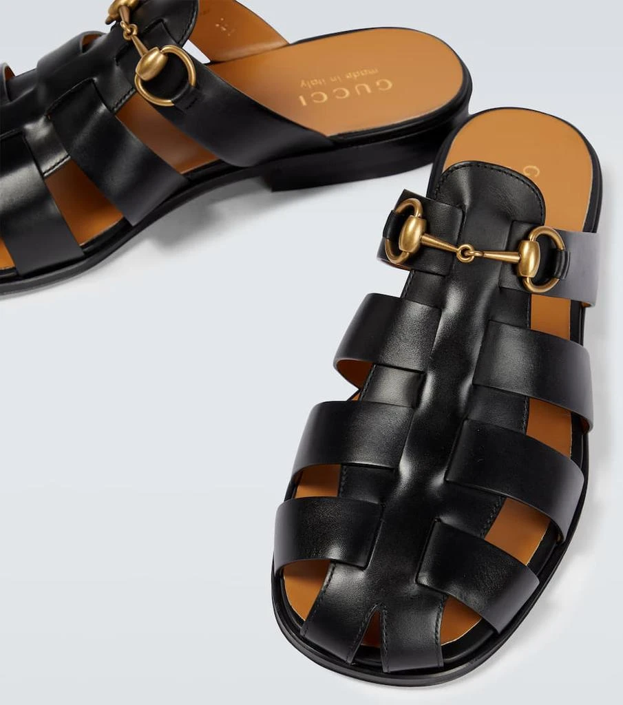 商品Gucci|Horsebit leather slippers,价格¥6715,第3张图片详细描述