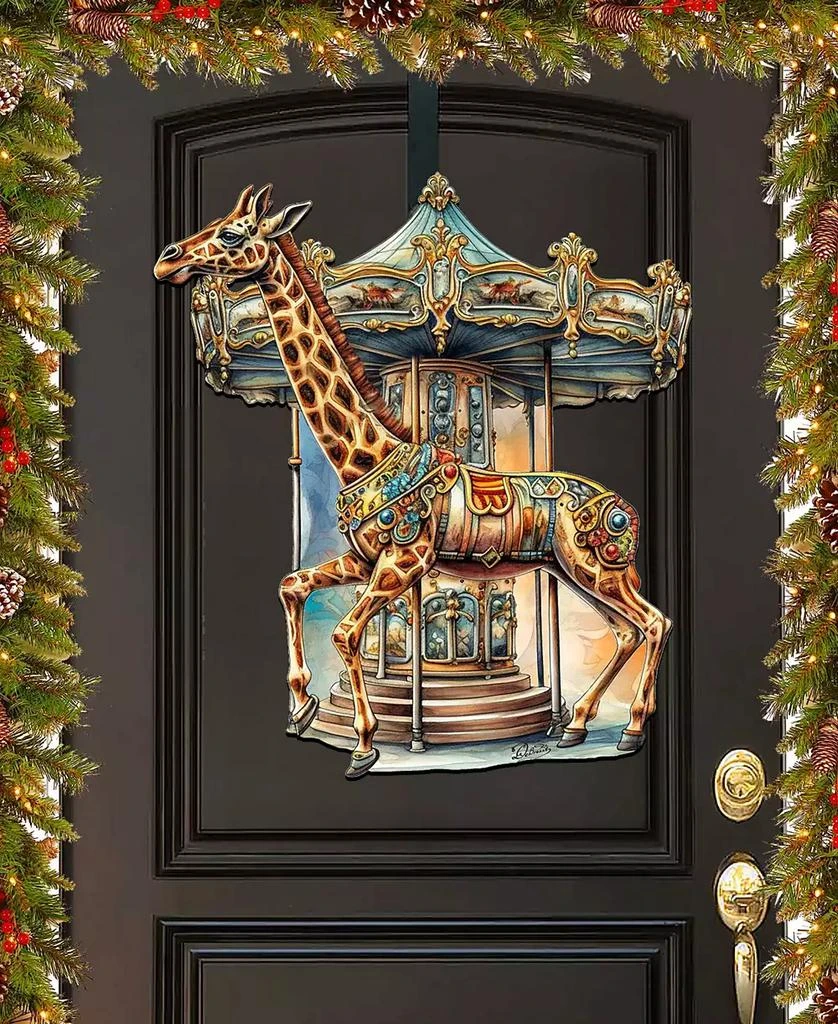 商品Designocracy|Carousel Giraffe Christmas Wooden Door Decor Wall Decor G. DeBrekht,价格¥1099,第1张图片