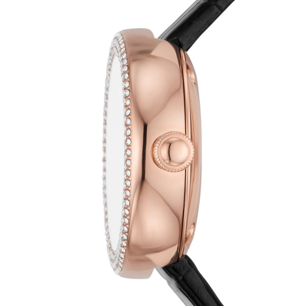 商品Emporio Armani|Women's Automatic Black Leather Strap Watch 34mm,价格¥3057,第4张图片详细描述