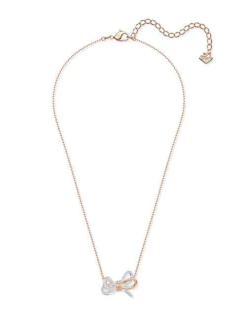 商品Swarovski|Lifelong Two-Tone Swarovski Crystal Bow Pendant Necklace,价格¥851,第1张图片