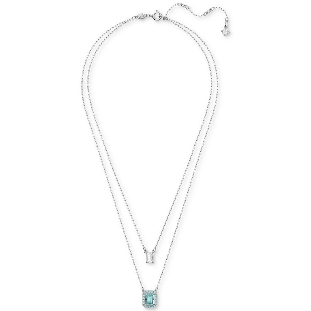 商品Swarovski|Silver-Tone Millenia Blue Crystal Pendant Two Row Necklace, 15-7/8" + 2" extender,价格¥1439,第4张图片详细描述