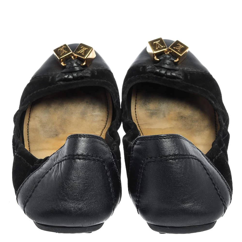 商品[二手商品] Louis Vuitton|Louis Vuitton Black  Suede And Leather Dice Scrunch Ballet Flats Size 38,价格¥1269,第5张图片详细描述