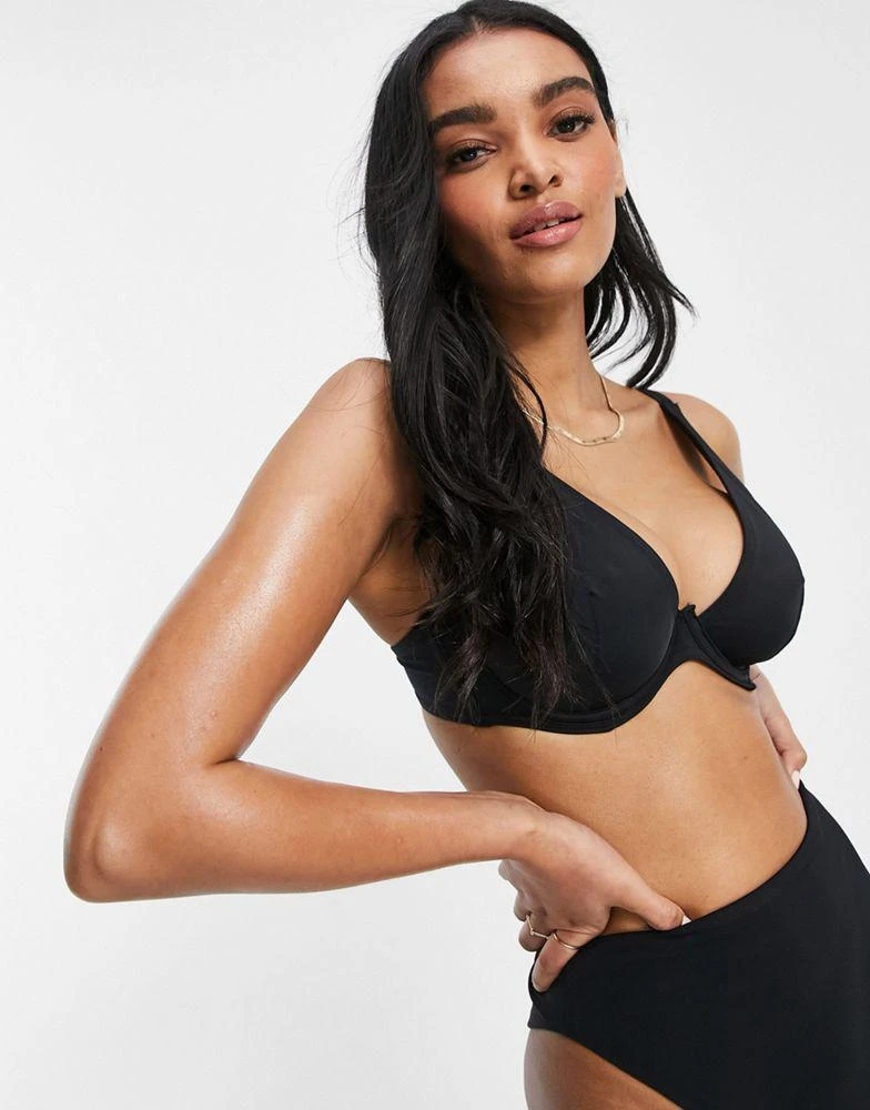 商品ASOS|ASOS DESIGN fuller bust step front underwired bikini top in black dd-g,价格¥102,第4张图片详细描述