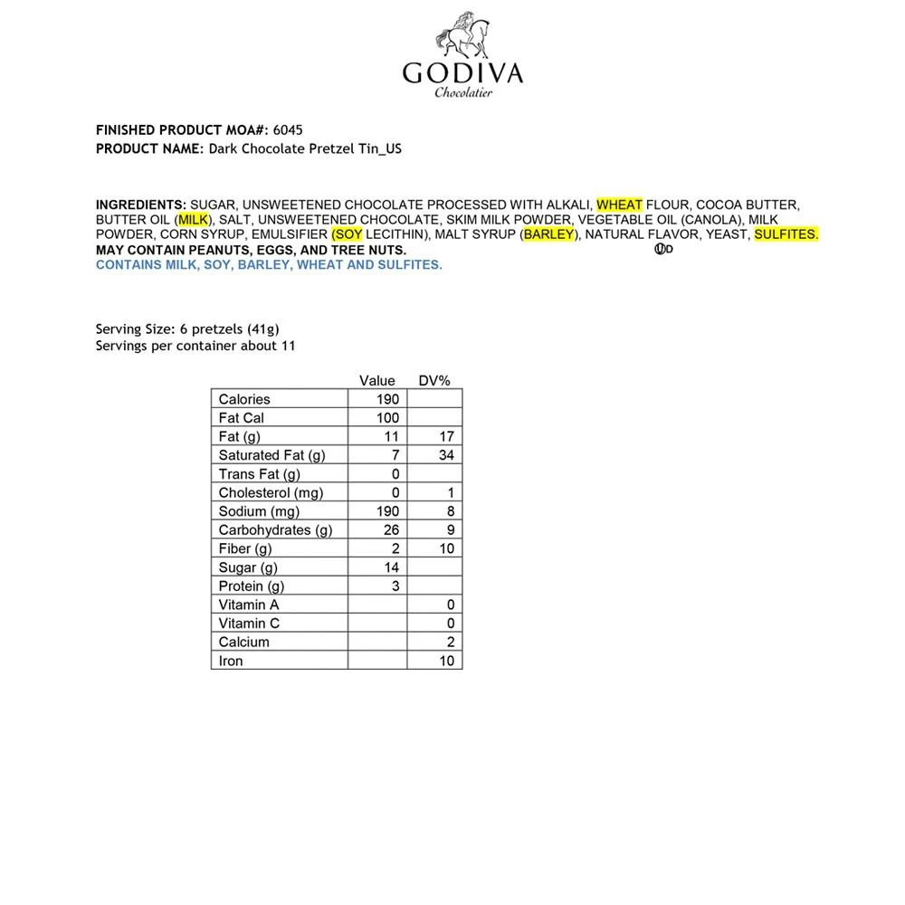 商品Godiva|黑巧克力脆饼锡罐装 454g,价格¥246,第2张图片详细描述