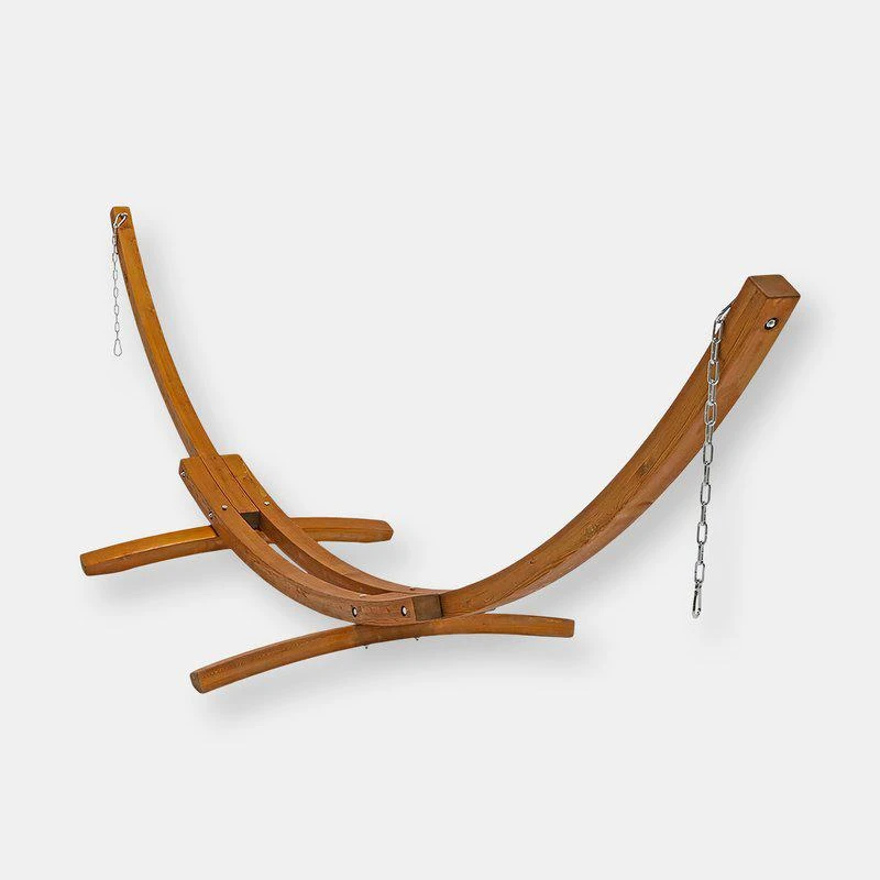 商品Sunnydaze Decor|Wood Curved Hammock Stand w/ Hooks & Chains 400-lb. Capacity 12' 13 FT,价格¥2236,第1张图片