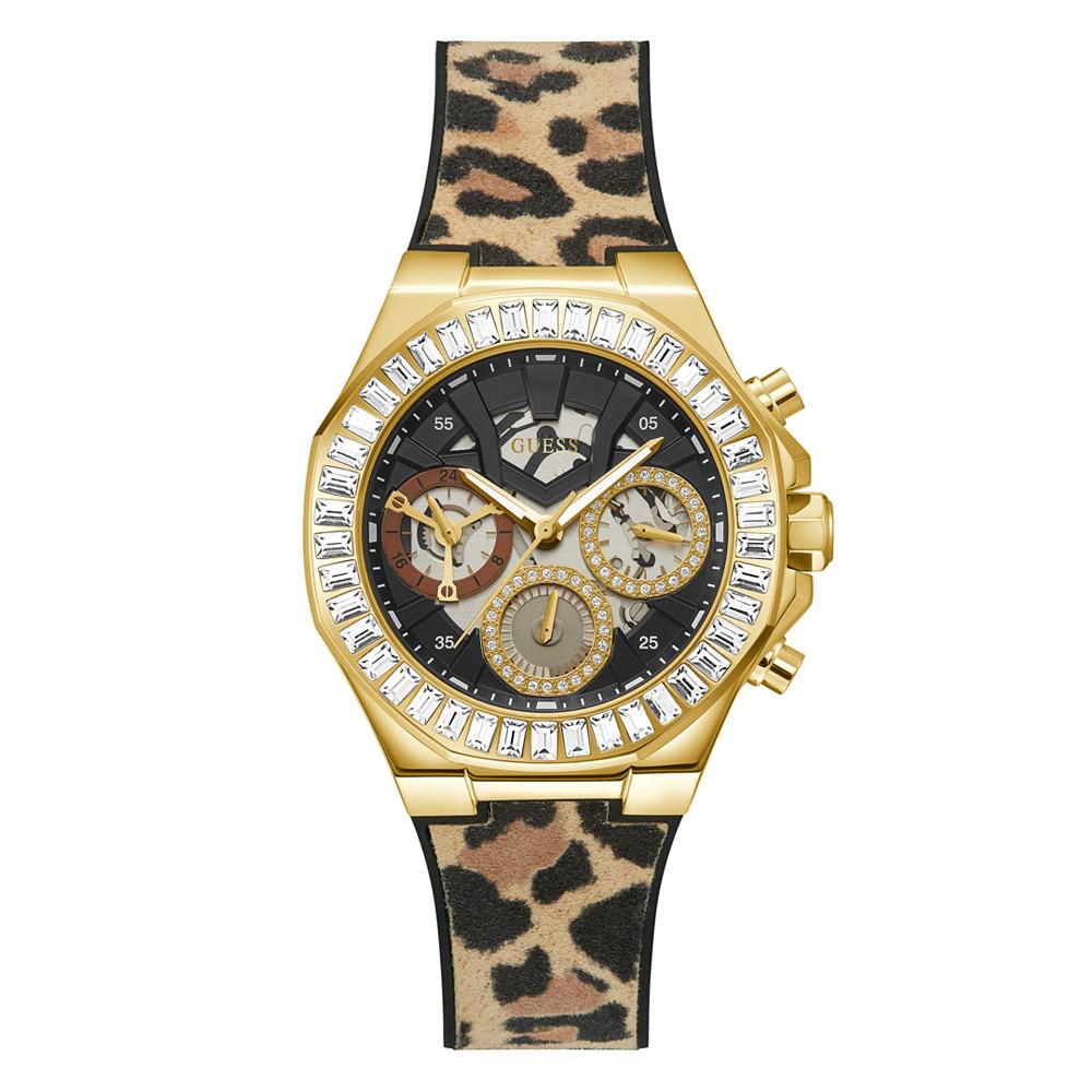 Women's Animal Print Genuine Leather and Silicone Strap Watch 40mm商品第1张图片规格展示