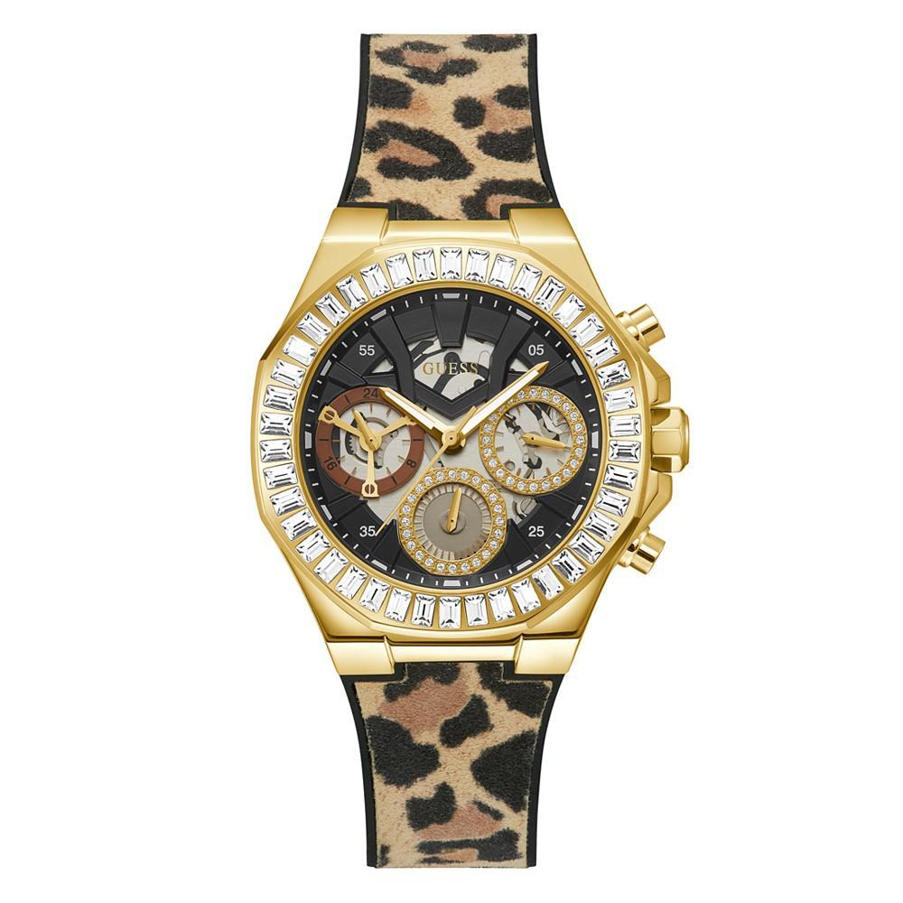 商品GUESS|Women's Animal Print Genuine Leather and Silicone Strap Watch 40mm,价格¥1464,第1张图片