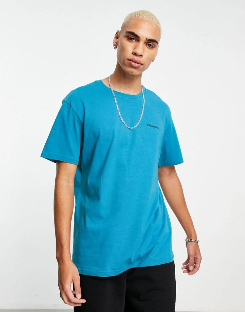 商品Columbia|Columbia Tillamook Way II back print t-shirt in blue Exclusive at ASOS,价格¥91,第4张图片详细描述