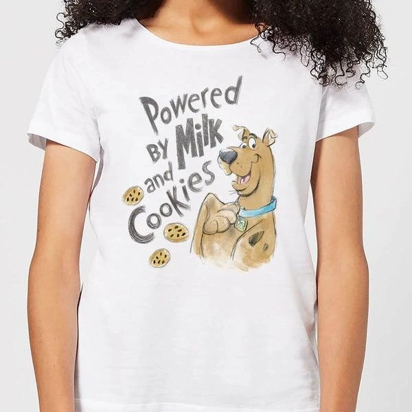 商品Original Hero|Scooby Doo Powered By Milk And Cookies Women's T-Shirt - White,价格¥171,第1张图片