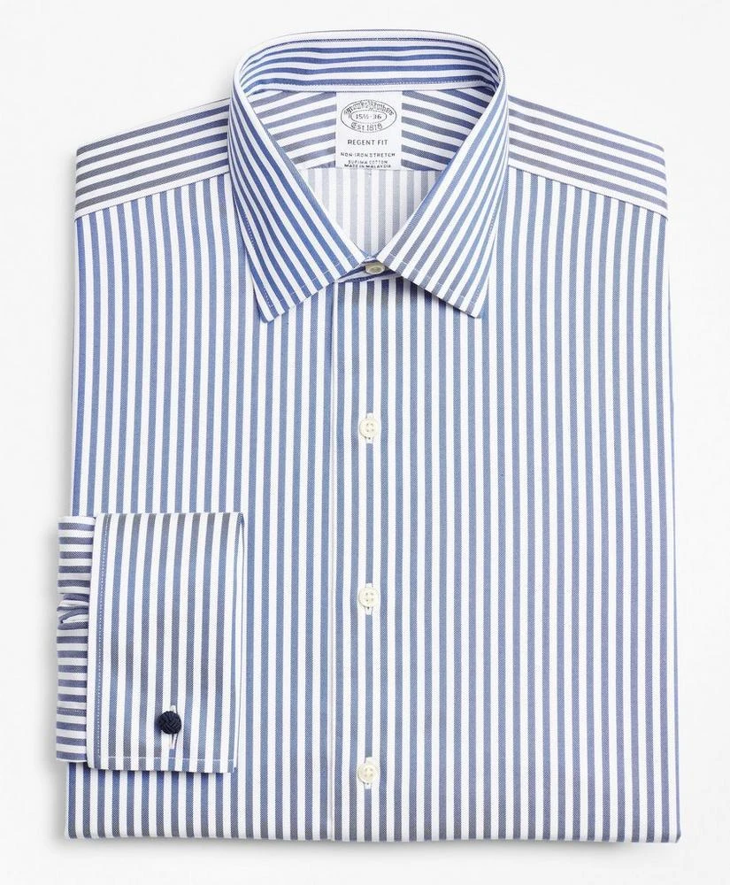 商品Brooks Brothers|Stretch Regent Regular-Fit Dress Shirt, Non-Iron Twill Ainsley Collar French Cuff Bold Stripe,价格¥369,第4张图片详细描述