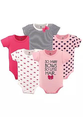 商品Hudson|Hudson Baby Infant Girl Cotton Bodysuits 5pk, So Many Bows,价格¥134,第1张图片