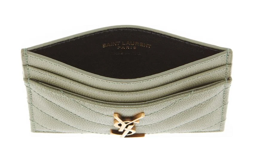 商品[国内直发] Yves Saint Laurent|圣罗兰 YSL CASSANDRE 字母Logo标志粒纹压花绗缝 牛皮革 卡包 女款 薄荷绿色,价格¥2402,第4张图片详细描述