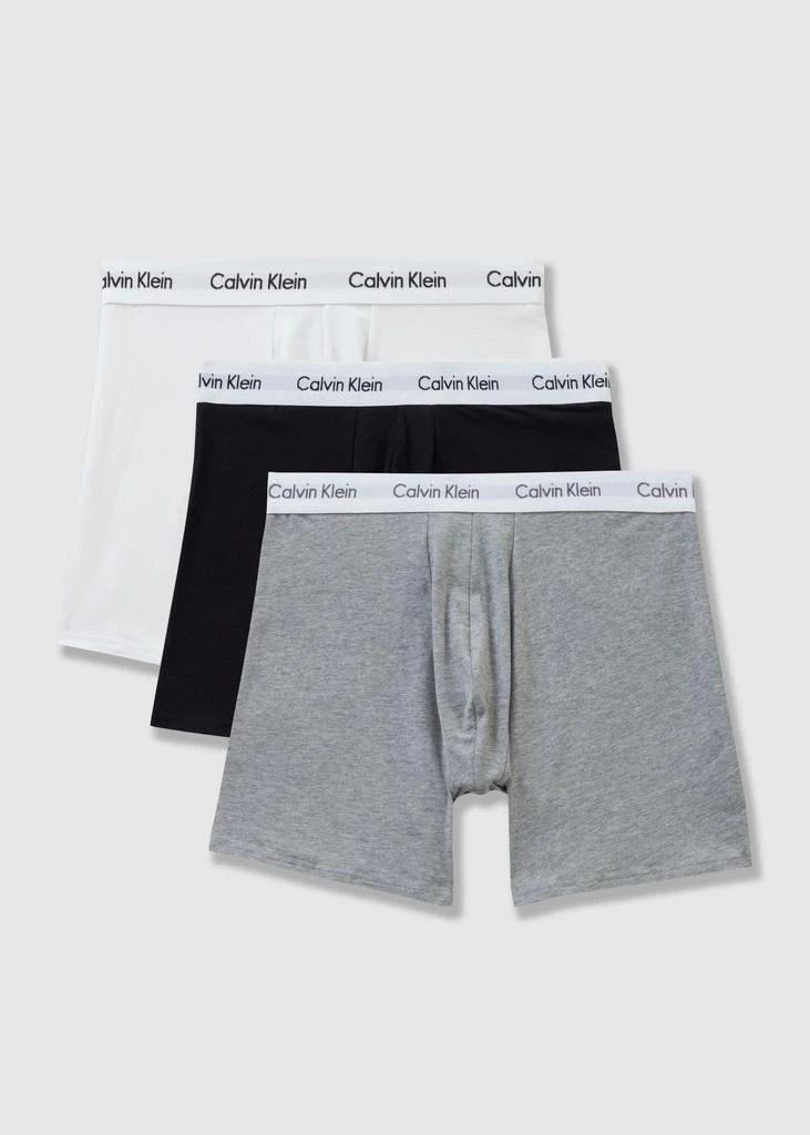 商品Calvin Klein|Calvin Klein Mens Underwear 3 Pack Boxer Briefs In Black/White/Heather,价格¥397,第1张图片