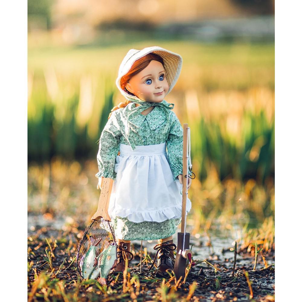 18" Doll Clothes and Accessories, Little House Prairie Dress and Fishing Set, Compatible with American Girl Dolls商品第7张图片规格展示